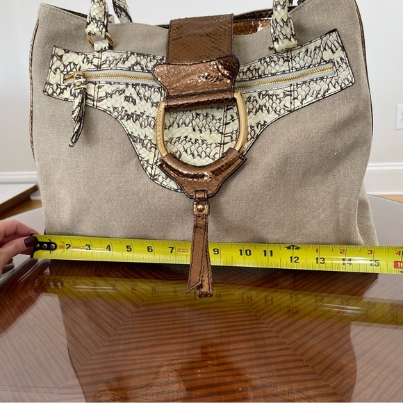 DOLCE & GABBANA large shoulder bag/tote. Snakeskin trim and gold hardware. - Picture 5 of 17